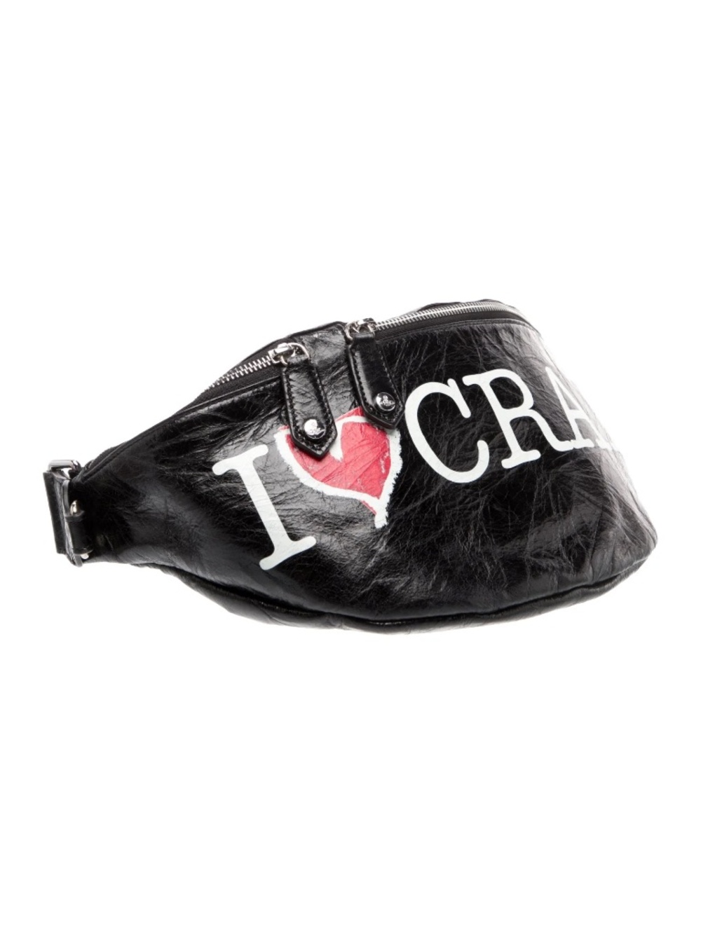 Vivienne Westwood "I Heart Crap" Black Leather "Fanny Pack" Belt Bag